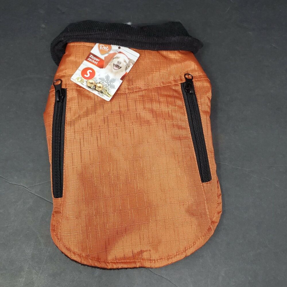 Pet Central Dog Zipper Jacket SZ Small Brown Copper Winter Warm Corduroy Collar